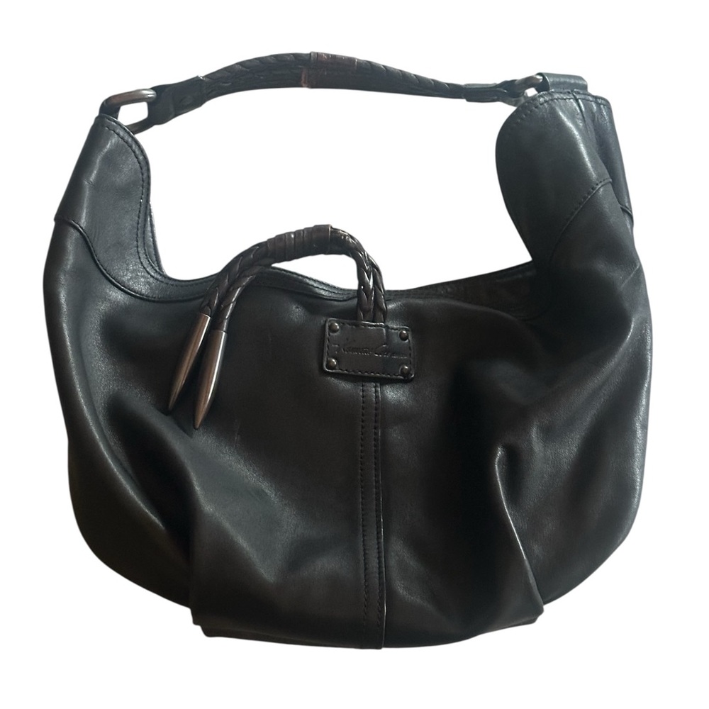 Kenneth Cole Black Leather "Bullet" Hobo Bag